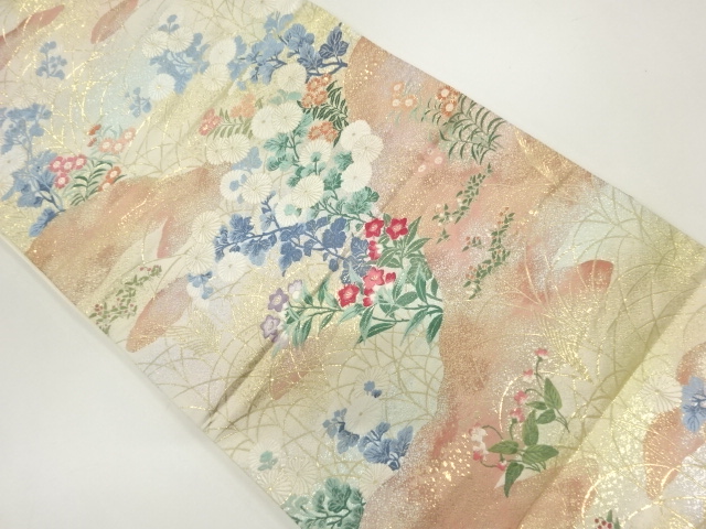 JAPANESE FUKURO OBI / WOVEN FLORAL PLANTS